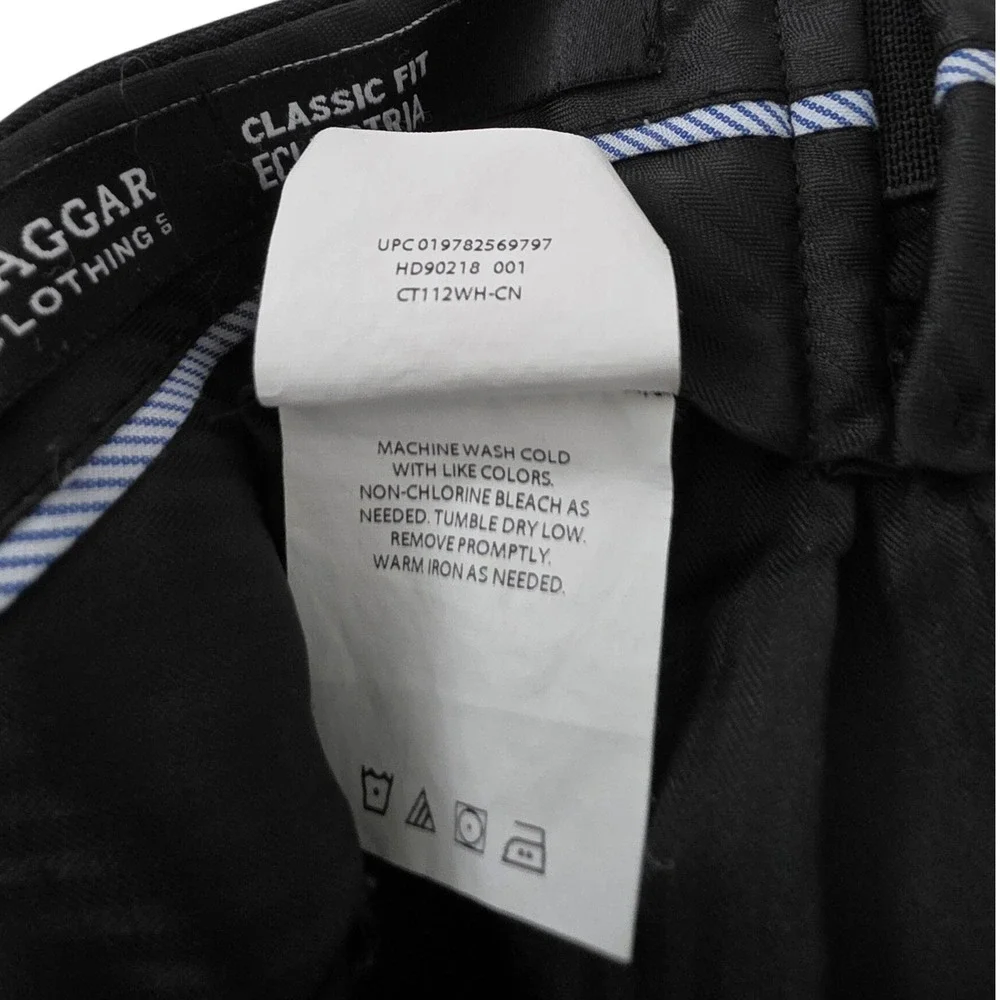 Haggar Mens Eclo Stria Classic Fit Dress Pants Black 44x32 Casual Workwear